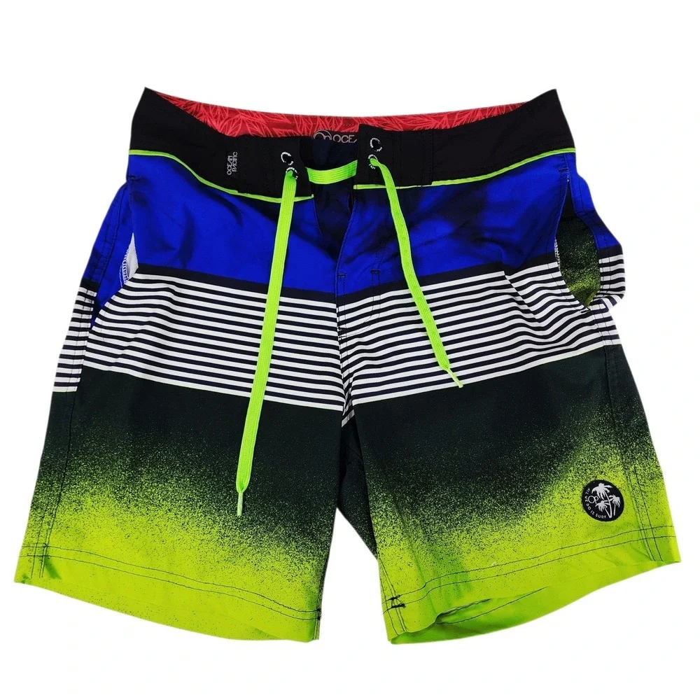 OP Ocean Pacific Board‎ Short sz 30 Men Neon Green Royal Blue OPFBSY Skater Surf